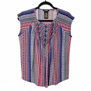 Premise pleated batik print Top size small nwt